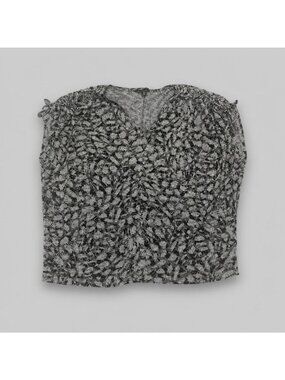simply vera Wang ruched-shoulder dolman tee gray black print slinky soft XL